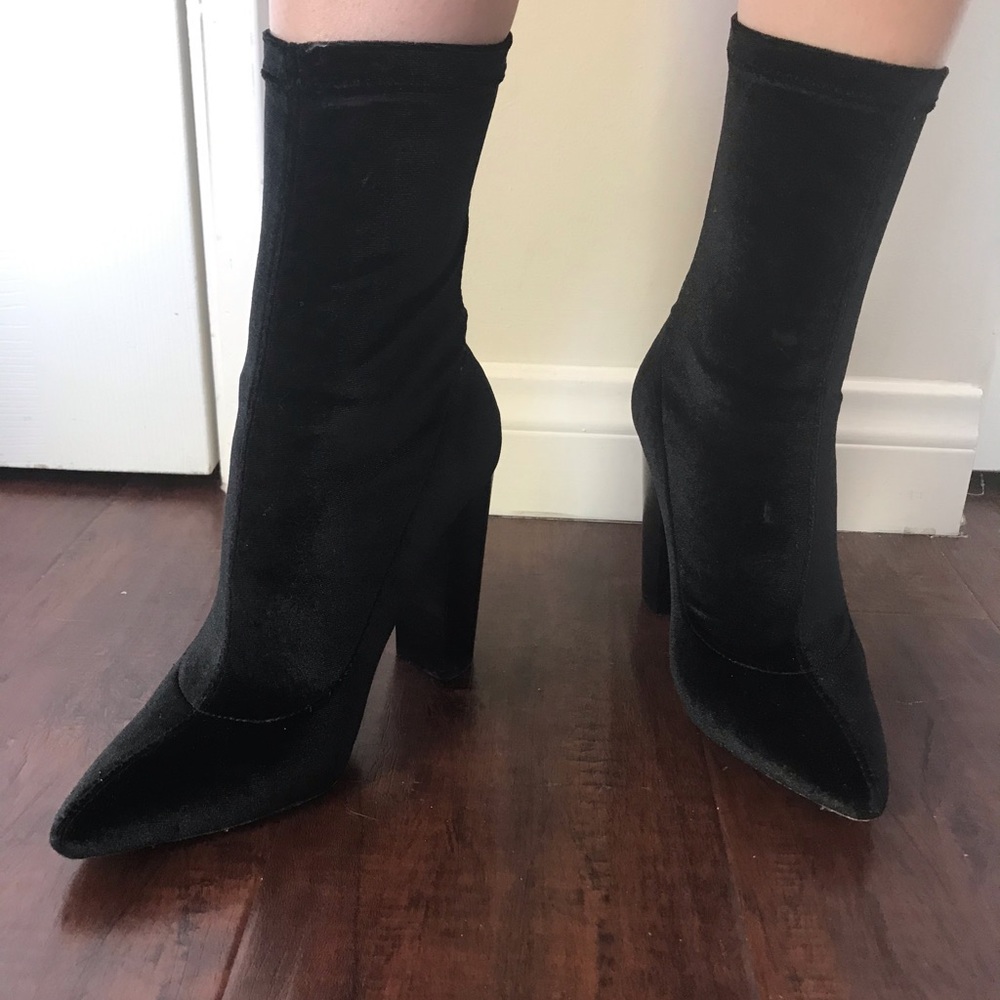 Black Velvet Sock Boots